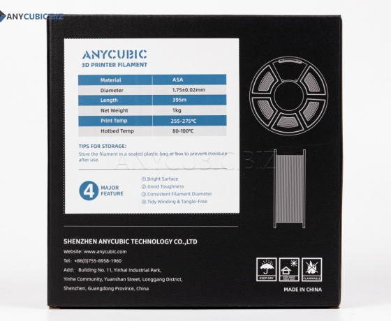 Фото 2 - ASA сірий Anycubic Ø1,75 мм Вага: 1 кг